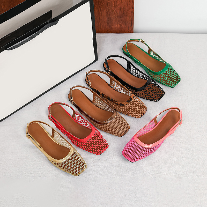 Women Shoes Japan - Mesh vierkante teenslippers tas teenslippers buitenkleding