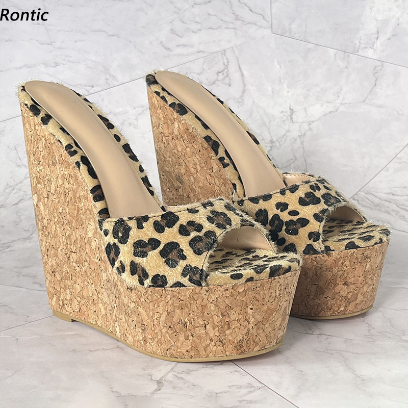 Cork Wedge Sandal - Rontic Handgemaakte Vrouwen Platform Muilezels Sandalen