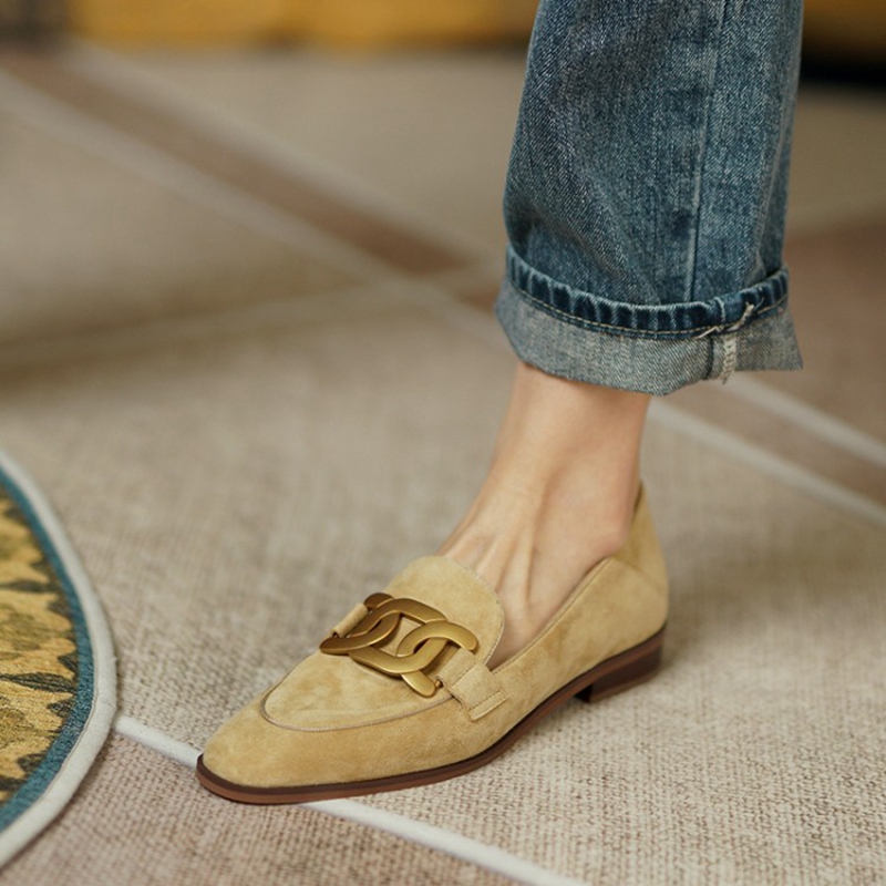 Women'S Shoes Round Toe - Suede Leer Vrouwen Instappers Lente/Herfst Lage