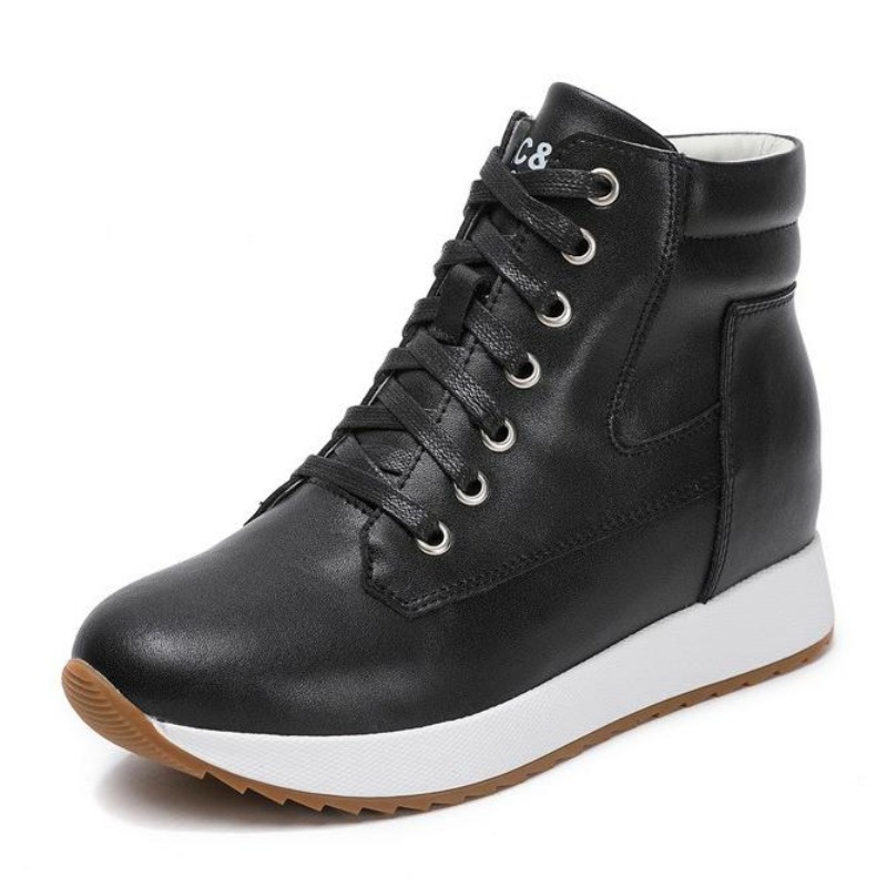 Platform Sneakers Chunky - 7 Cm Echt Leer Vrouwen Enkellaarsjes