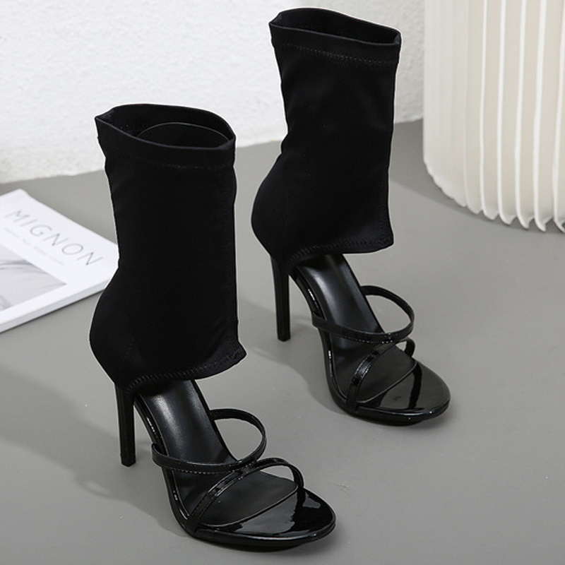 Women Shoes Boots - Mode Hoge Top Elastische Stof Laarzen