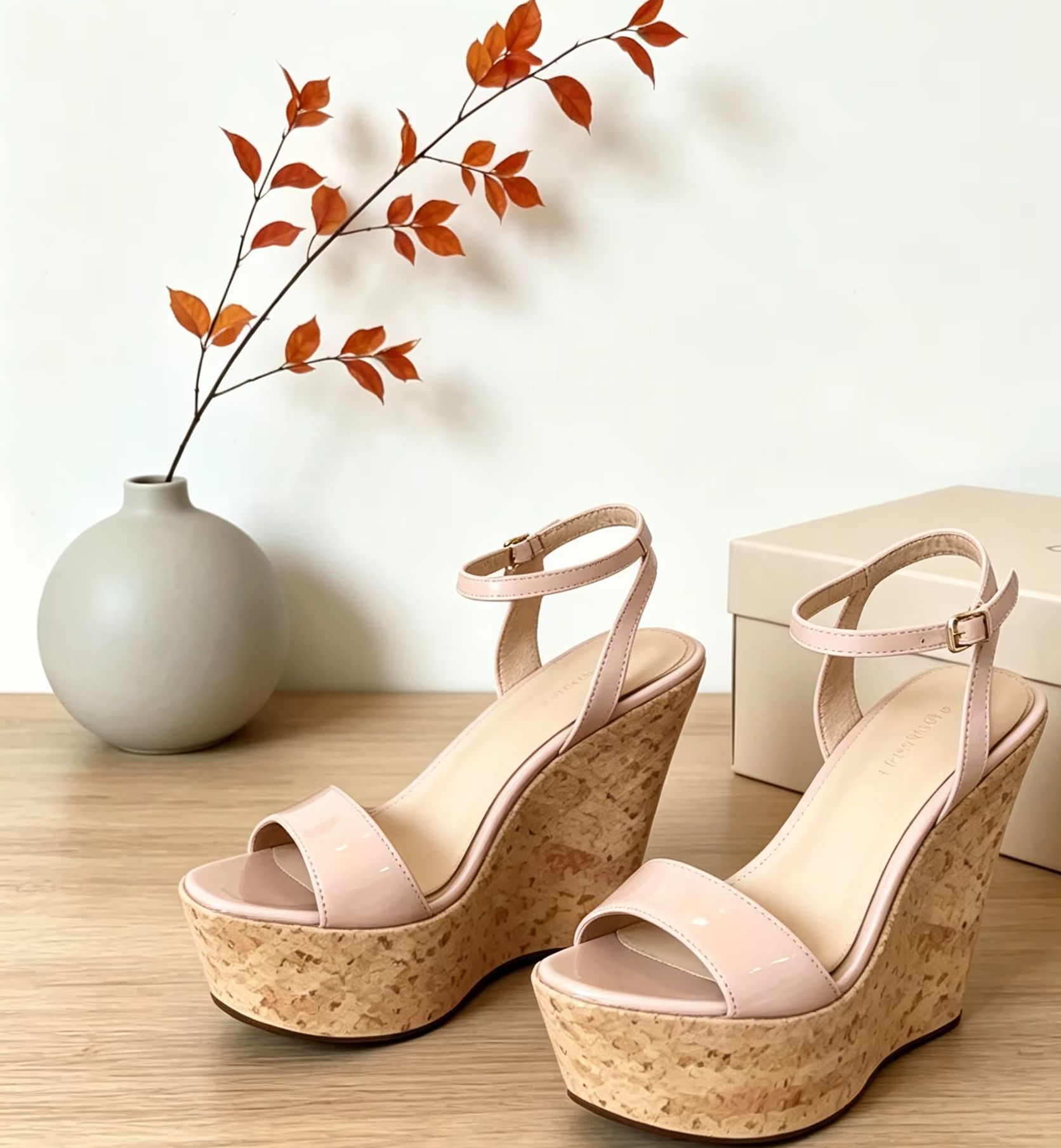 Cork Wedge Sandal - Kurk Wedge Dames Platform Sandalen Open
