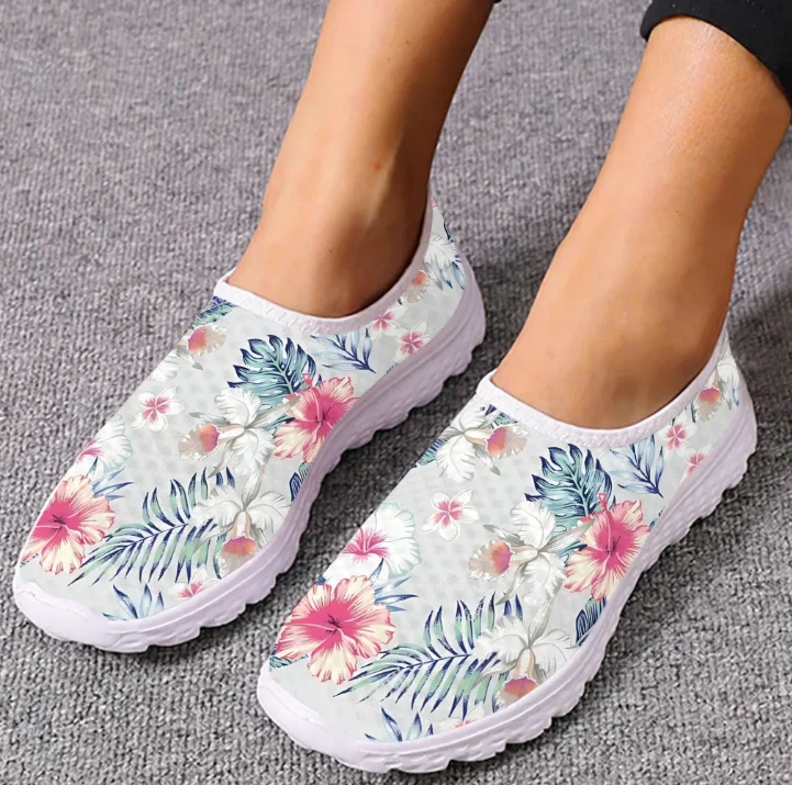 Women'S Shoes For Tennis - Hawaiian Hibiscus Loafers Tropische Plant Mesh