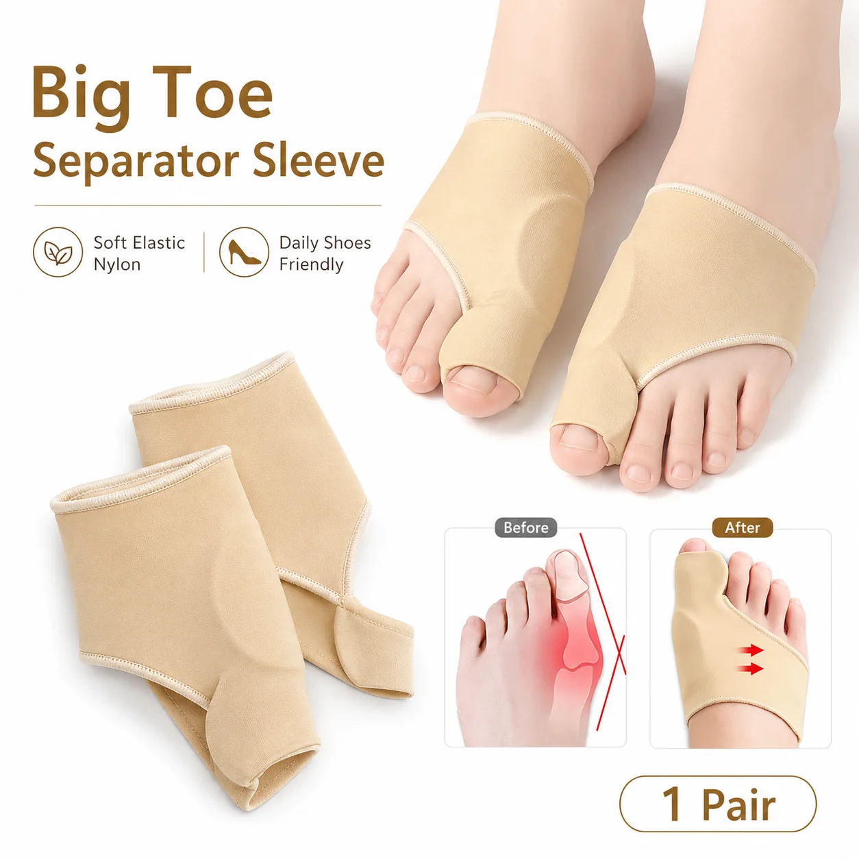 Women'S Shoes With Bunions - Grote teen scheidingshoes, bunionbeschermer, zacht elastisch