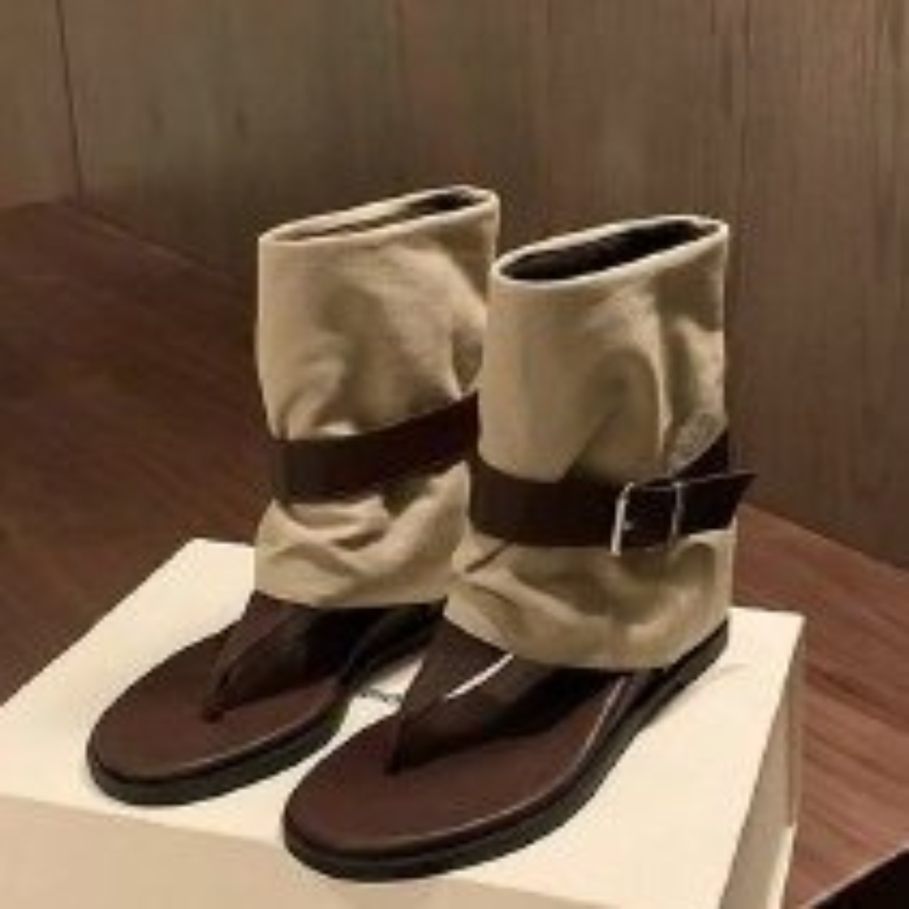 Women Shoes Boots - Vintage kleurbloksandalen met teenring voor dames,