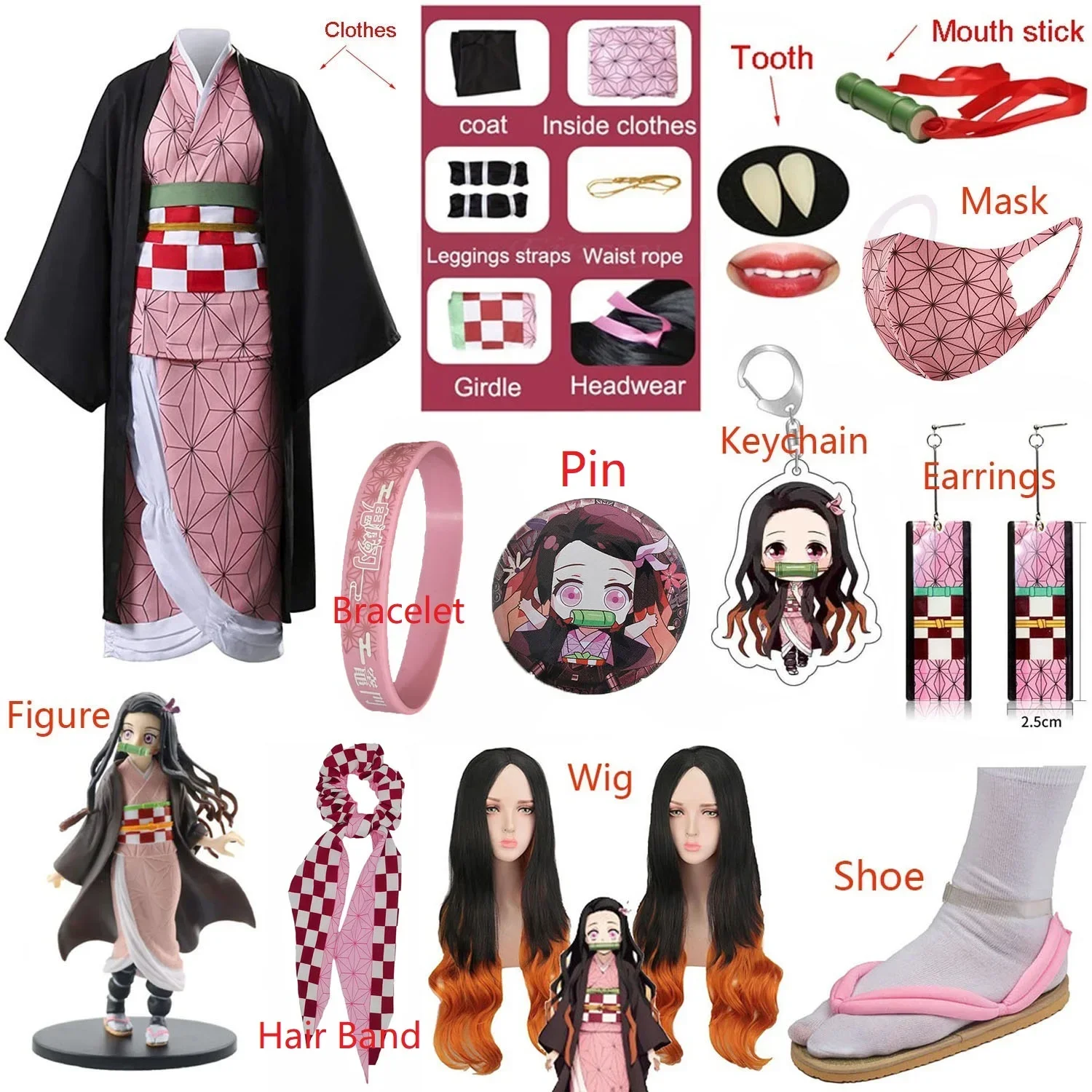 Women Shoes Japan - Volwassenen Kinderen Anime Kamado Nezuko Kostuum
