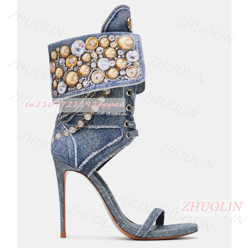 Dames blauwe denim strass sand - Kids Shoes Women recensie en prijs
