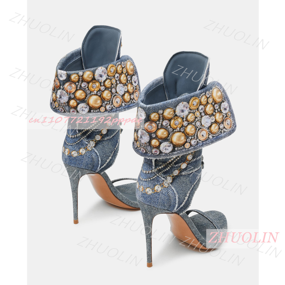 Dames blauwe denim strass sand - Kids Shoes Women recensie en prijs