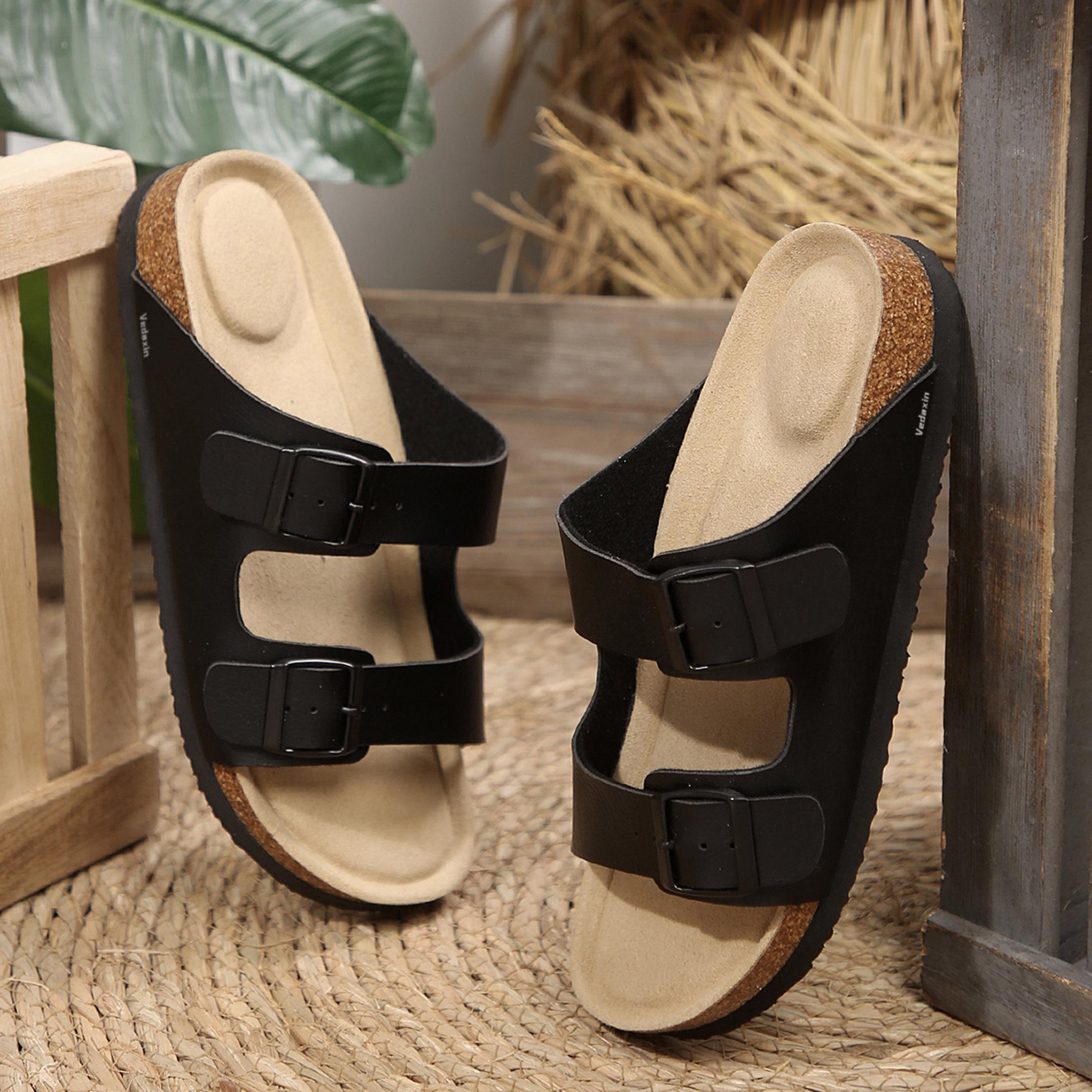 Dames slippers met dubbele ges - Cork Wedge Sandal recensie en prijs