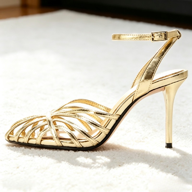 Sexy Gouden Holle Smalle Band  - Metallic Heel Sandal recensie en prijs